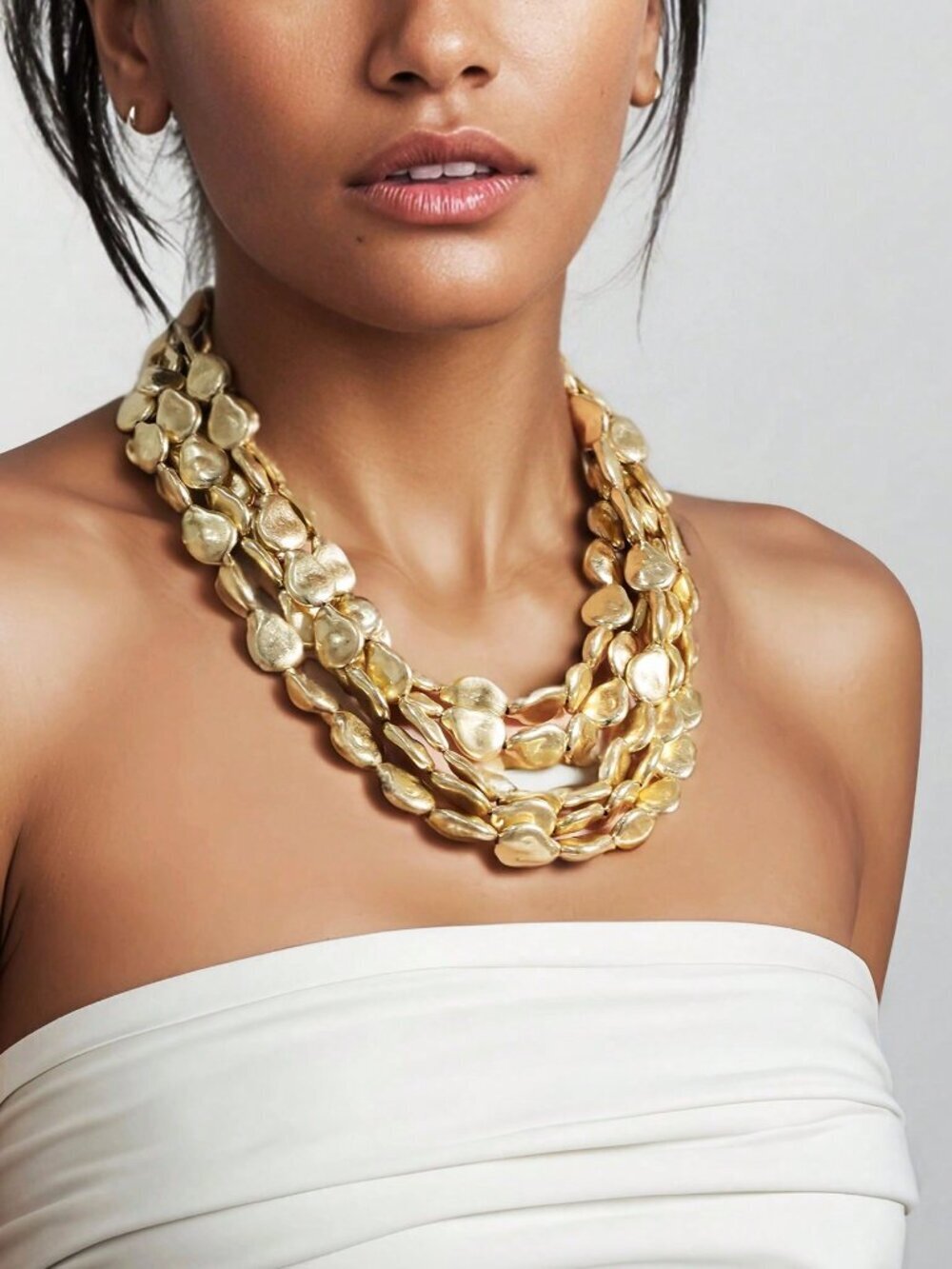 Boho Women's Gold Resin Beaded Necklace